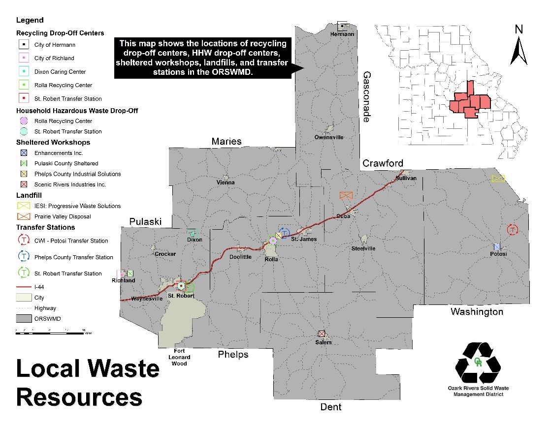 Map of local waste resources - Ozark Rivers Solid Waste Management District